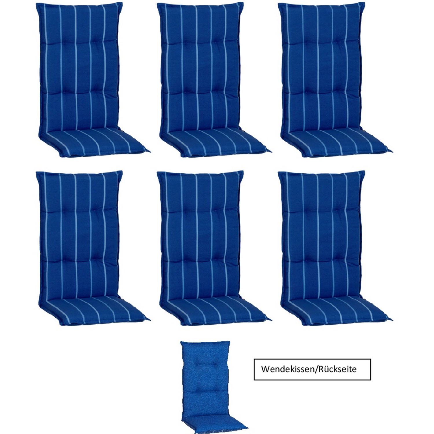 Beo Sitzauflage Hochlehner Tovarnik 6er-Set Blau-Weiß gestreift günstig online kaufen