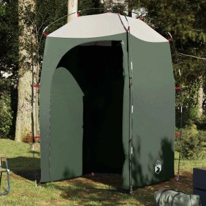Grünes vidaXL Duschzelt aus wasserfestem Polyester für Camping & Outdoor.