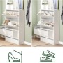 SoBuy Schuhkipper FSR134-W: Weißer Schuhschrank mit Sitzbank und Klappen für Flur und Eingangsbereich.