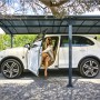 Canopia Carport Arcadia 6400 Anthrazit mit Auto. Stabiler Unterstand für PKW, Motorrad oder Fahrräder.