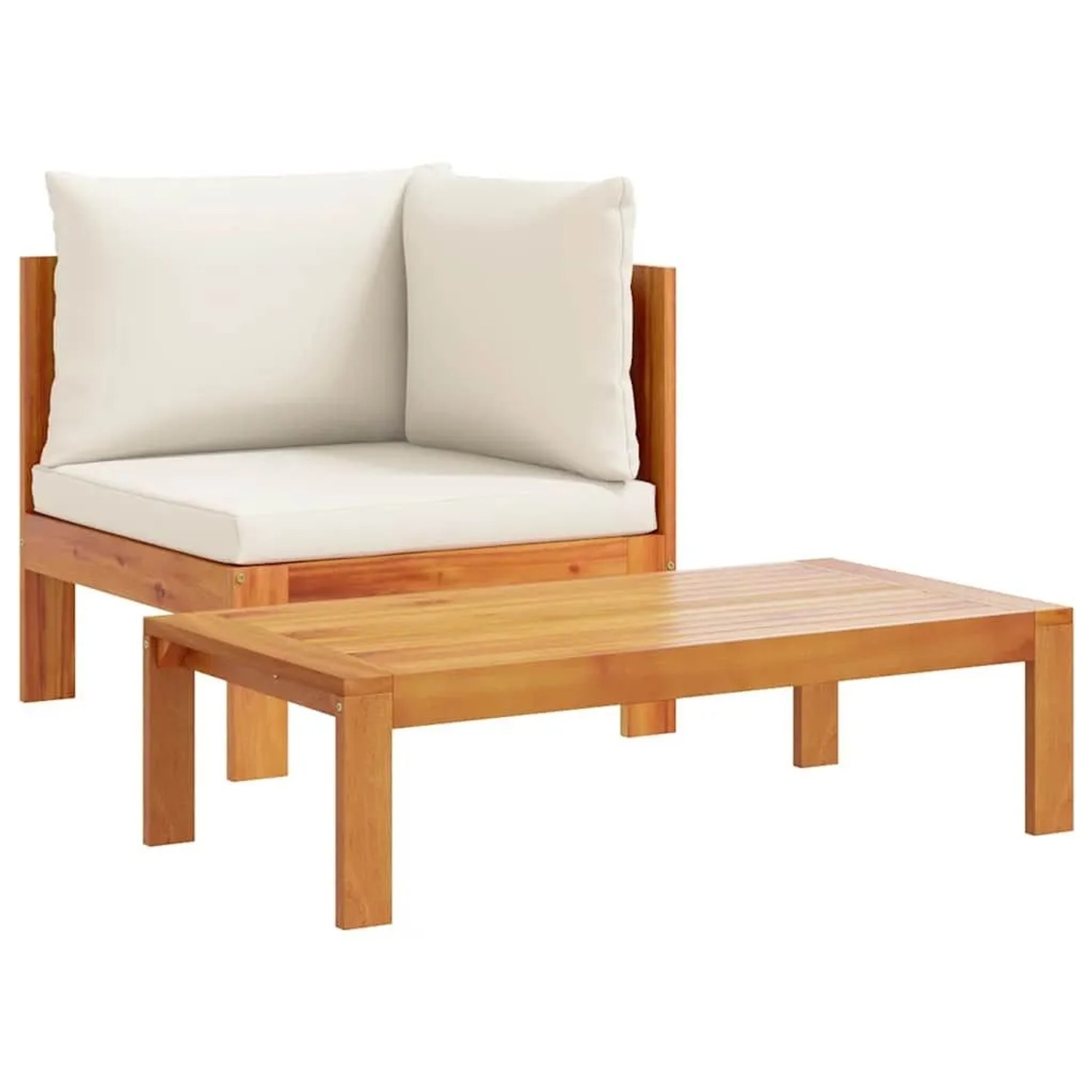 vidaXL 2 Tlg Garten-Sofa-Set mit Kissen Massivholz Akazie 367626