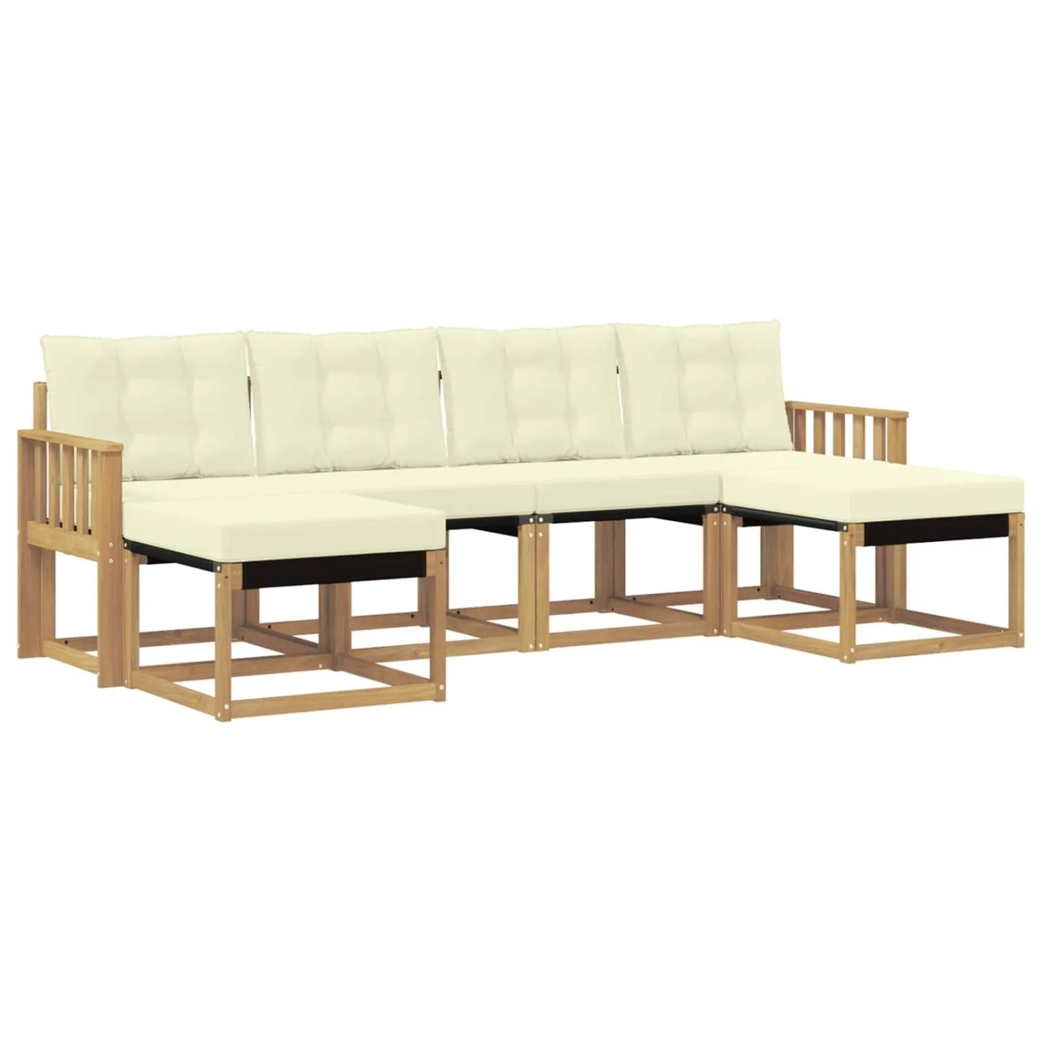 vidaXL Outdoor-Sofagarnitur mit Kissen 6-Tlg Weiß und Creme 3389736