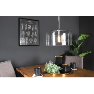 Transparente Luce Design Pendelleuchte Gibus, 40 cm Durchmesser, über Esstisch. Moderne Hängelampe.