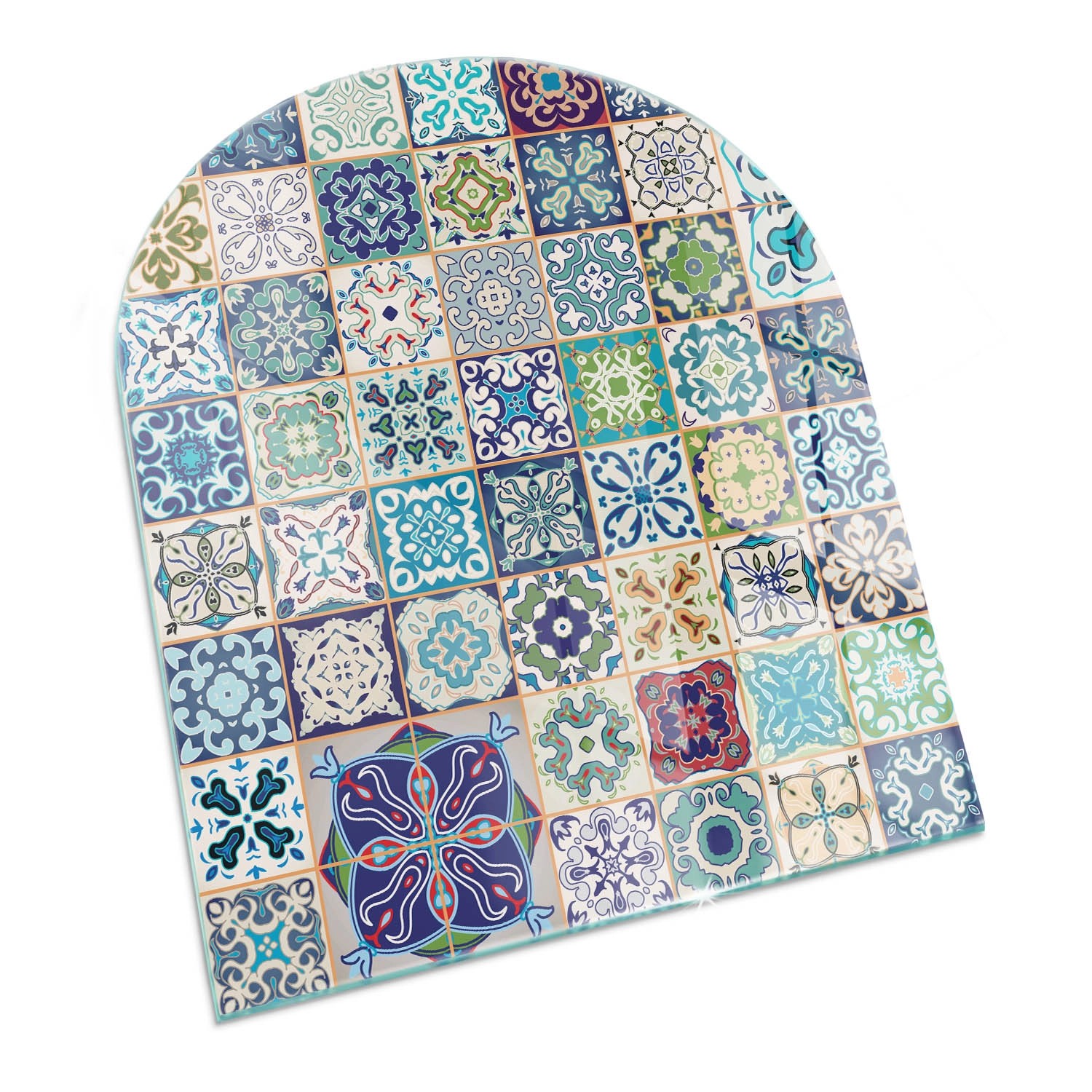 Tulup Glasplatte für Kamin Mosaikmuster auf Fliesen Glas unter Kamin Halbkr günstig online kaufen