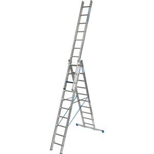 Krause Vielzweckleiter Stabilo +S 3x10: Dreiteilige Leiter aus Aluminium, ausgefahren.