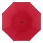 Roter Doppler Strandschirm Windprofi Neo 200 von unten, ideal für windige Tage am Strand.