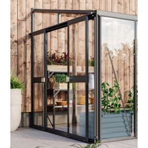 Doppeltür-Set Vitavia für Athena Gewächshaus, schwarz, mit ESG-Glas. Zubehör für mehr Komfort.