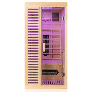 Dewello Infrarotkabine Hamlin für 1 Person aus Hemlock-Holz mit Farbtherapie.