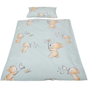 Bestlivings Kinderbettwäsche Bärchen Blau, 100x135 cm & 40x60 cm, mit Bärchen Motiv.