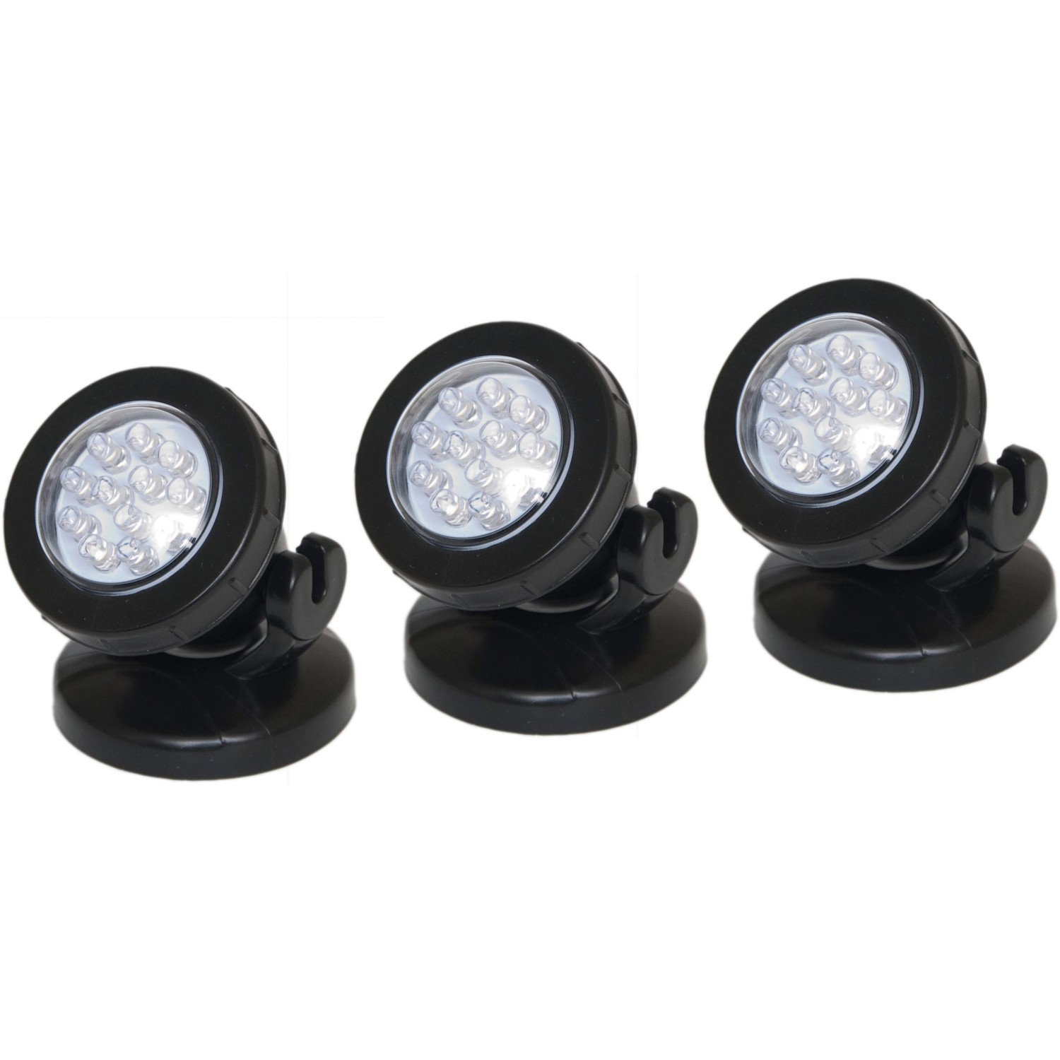 VT LED Teichbeleuchtung Set mit 3 schwarzen Spots für stimmungsvolle Akzente im Gartenteich.