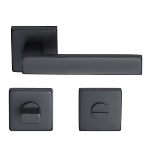 MeinTürgriff Drückergarnitur Trento Schwarz Türdrücker Eckig WC