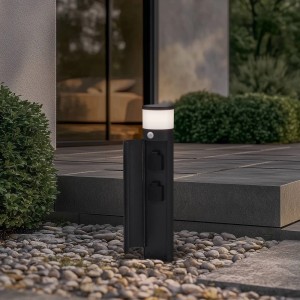 Lucande Außenleuchte Corban 10038253 mit Bewegungsmelder Spritzwassergeschützt Modern in Schwarz aus Aluminium 1-flammig G9