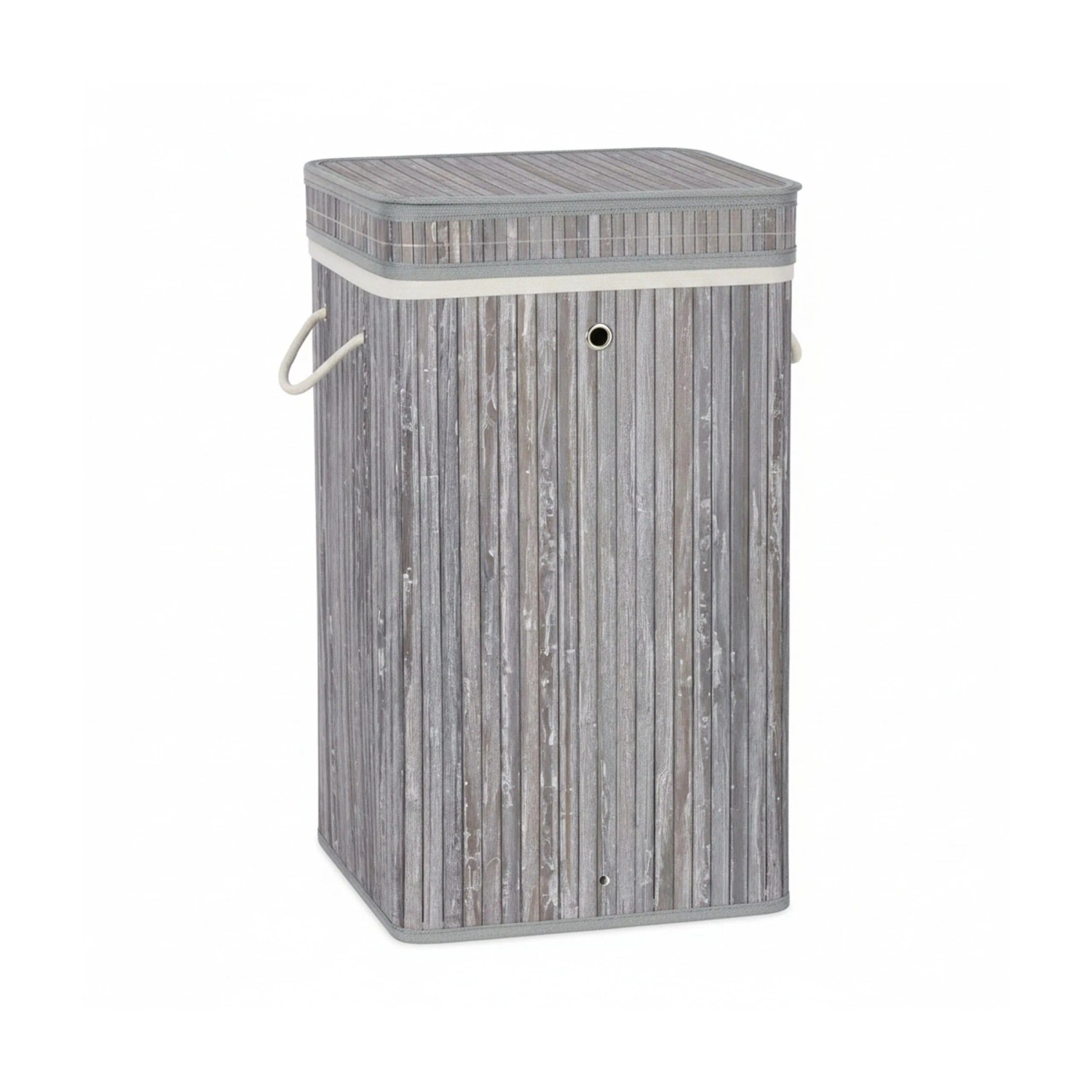 Relaxdays Wäschekorb Bambus Grau Faltbar mit Deckel 63 cm x 36 cm x 36 cm 1,8 kg