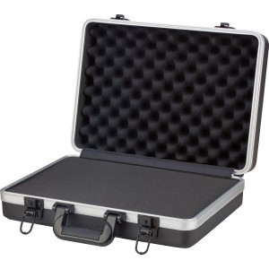 Offener LUX Aluminium ABS Werkzeugkoffer mit Schaumstoffpolsterung.