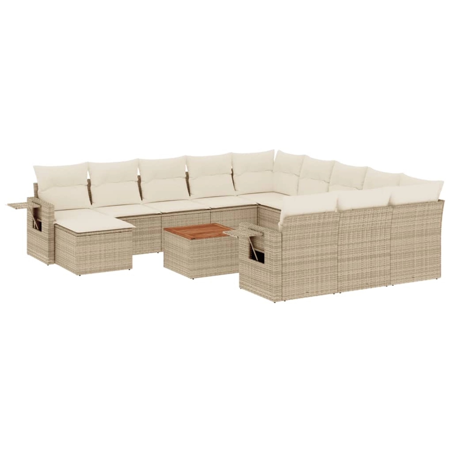 vidaXL 13-Tlg Garten-Sofagarnitur mit Kissen Beige Poly Rattan 3257199 günstig online kaufen