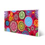 Banjado Magnettafel 78x37cm, weiße Magnetwand mit Retro Kreise Motiv und 4 Magneten.