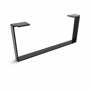 Schwarzes HEVVA Möbelbein LUXEMBURG, 20 cm hoch, 45 cm tief, aus mattem Metall. Modernes Design für Möbel.