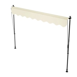 Beige Klemmmarkise Kapstadt 300x120 cm für Balkon und Terrasse, ohne Bohren montiert.