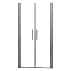 AICA Duschkabine 140x195cm mit Doppeltür, Schwingtür aus 6mm ESG Klarglas mit Nano-Beschichtung.