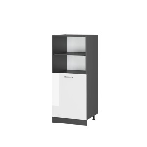 Vicco Herdumbauschrank R-Line, weiß hochglanz/anthrazit, 60 cm breit. Küchenschrank mit Regalfächern und Tür.