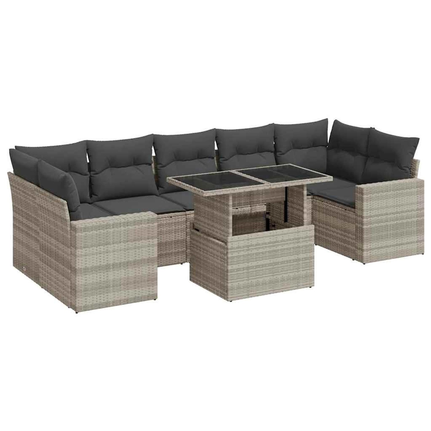 vidaXL 8-Tlg Garten-Sofagarnitur mit Kissen Hellgrau Poly Rattan 3326283 günstig online kaufen