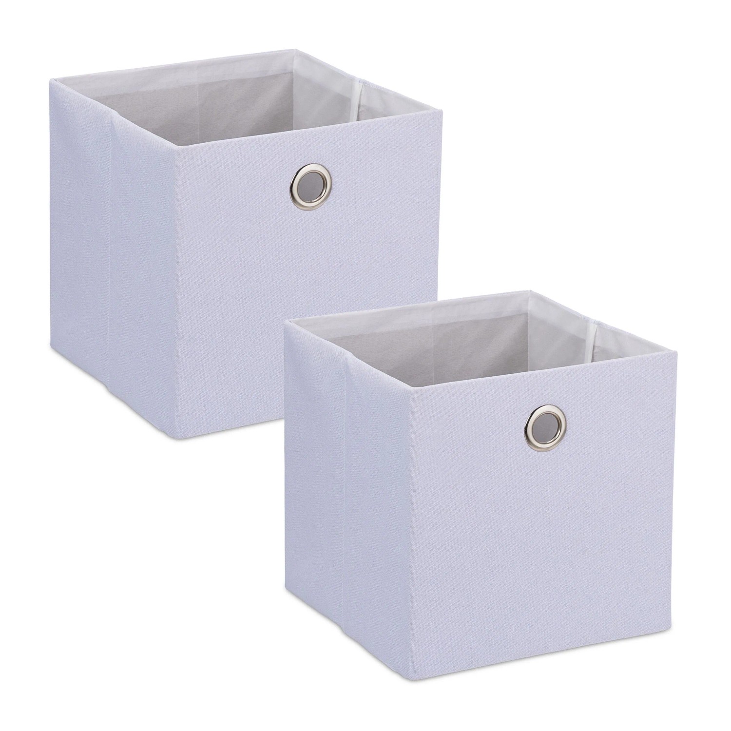 Relaxdays Aufbewahrungsbox im 2er Set Leinen Polyester Papier Weiß Faltbar 30,5 cm x 30,5 cm x 30,5 cm 600 g