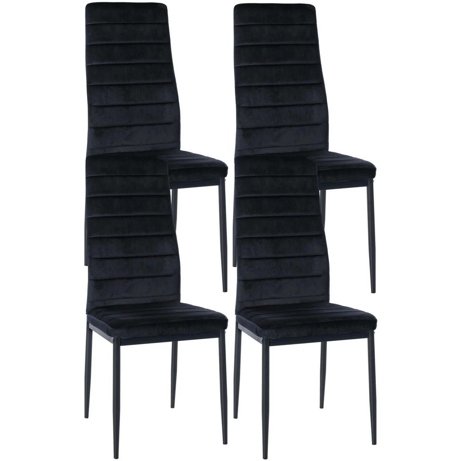CLP 4er Set Esszimmerstühle Mayfair schwarz/Samt