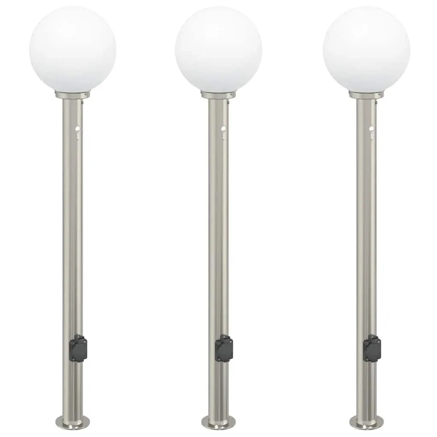 vidaXL Pollerleuchten mit Sensor&Steckdose 3 Stk 120 cm Edelstahl IP44 4006110