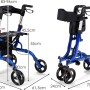 Costway Rollator Faltbar und Leicht 2-In-1 Ruhestuhl & Reiserollator Blau_3