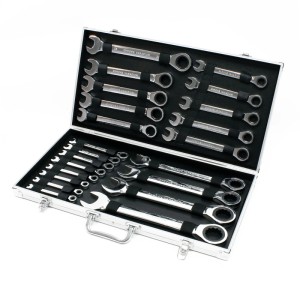 Wiltec 22-tlg. Schraubenschlüssel Set in silbernem Koffer. Maul- und Ringschlüssel 6-32mm, verchromt, für Werkstatt & Heimwerker.