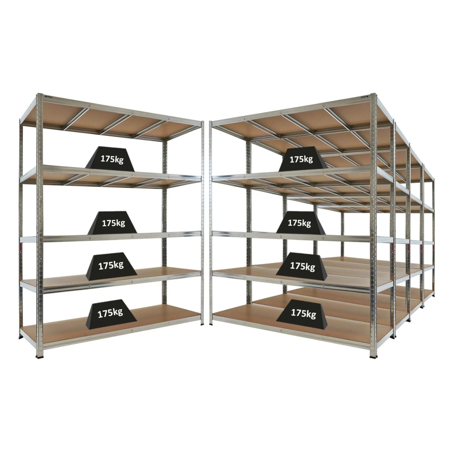PROREGAL Mega Deal 5x Schwerlastregal TAURUS 180x150x60cm mit Fachlast 175kg Verzinkt Kellerregal Steckregal Garagenregal Lagerregal