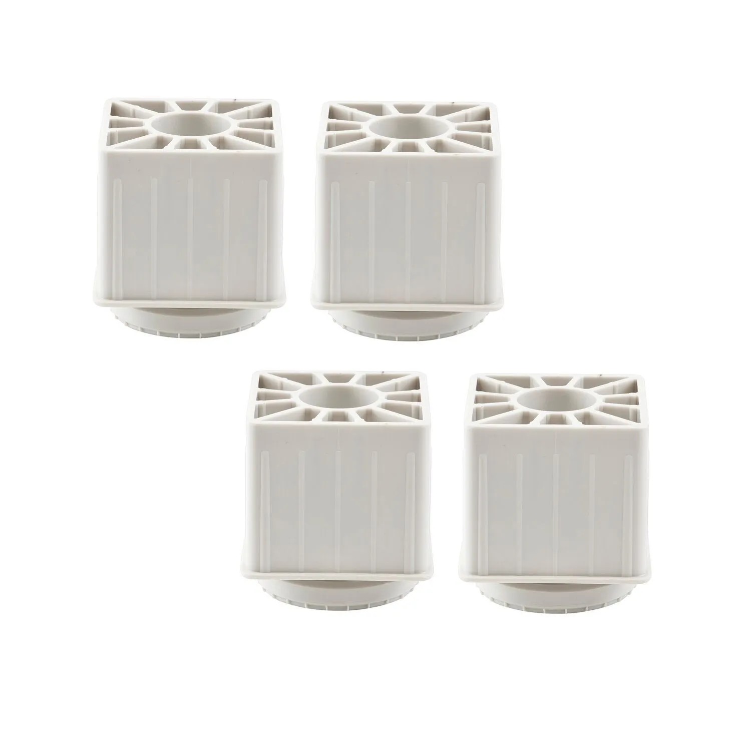 vasalat Set Camar Stellfuß Höhenverstellbar für Tischbeine 60x60 mm Lichtgrau 4 Stück