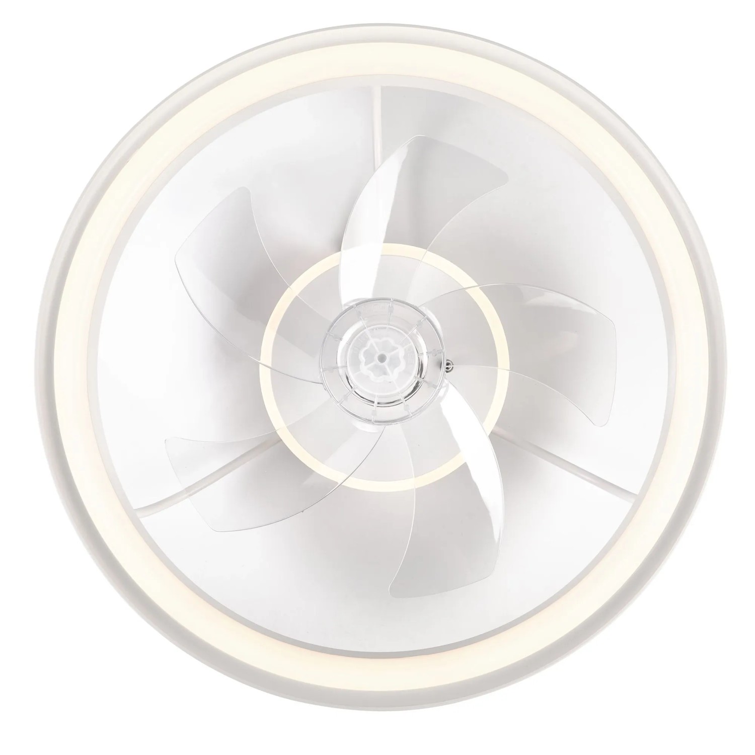 Weiße Lamkur LED-Deckenleuchte Fargo mit Ventilator, Ø 50cm.