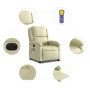 Elektrischer Massagesessel in Creme aus Echtleder mit Fernbedienung und Details.