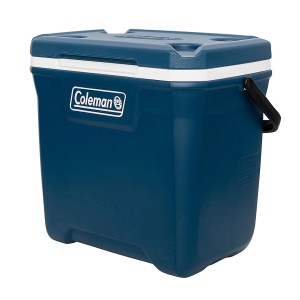 Campingaz Kühlbox Xtreme 28QT, blau-weiße Kühlbox mit Tragegriff und Dosenhalter.