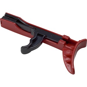 Rote Kabelbinderpistole zum Spannen und Schneiden von Kabelbindern.