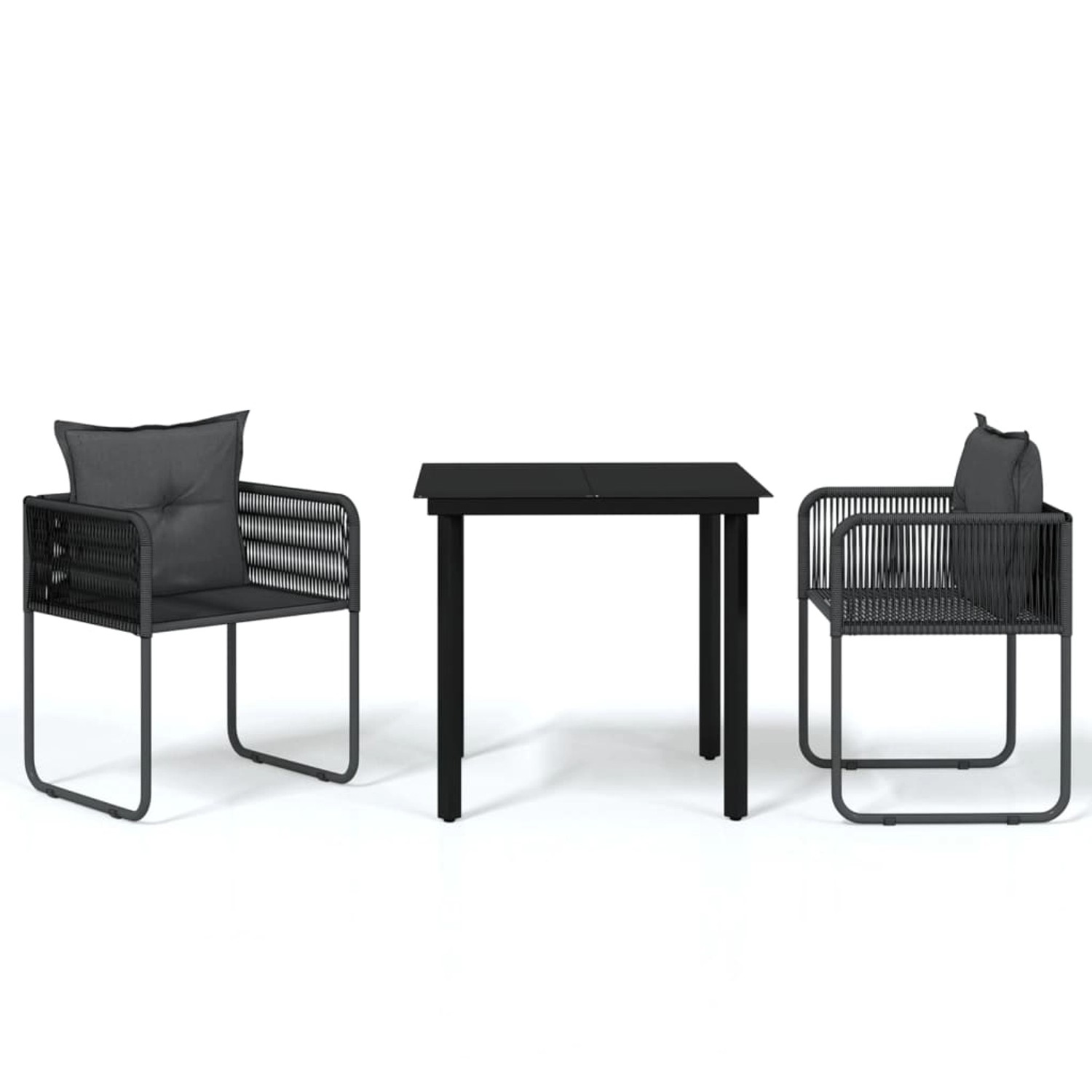 vidaXL 3-Tlg Garten-Essgruppe Schwarz 3099077