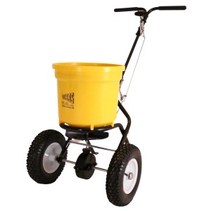 Texas Streuwagen CS2500: Gelber Streuwagen für Dünger und Streusalz.