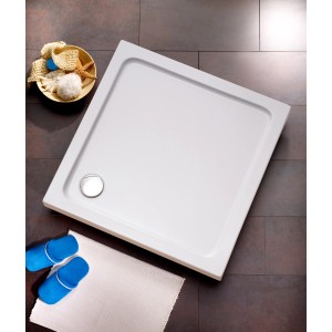 Rechteckige, weiße Ottofond Duschwanne Aruba 90x75 cm aus Acryl, extraflach.