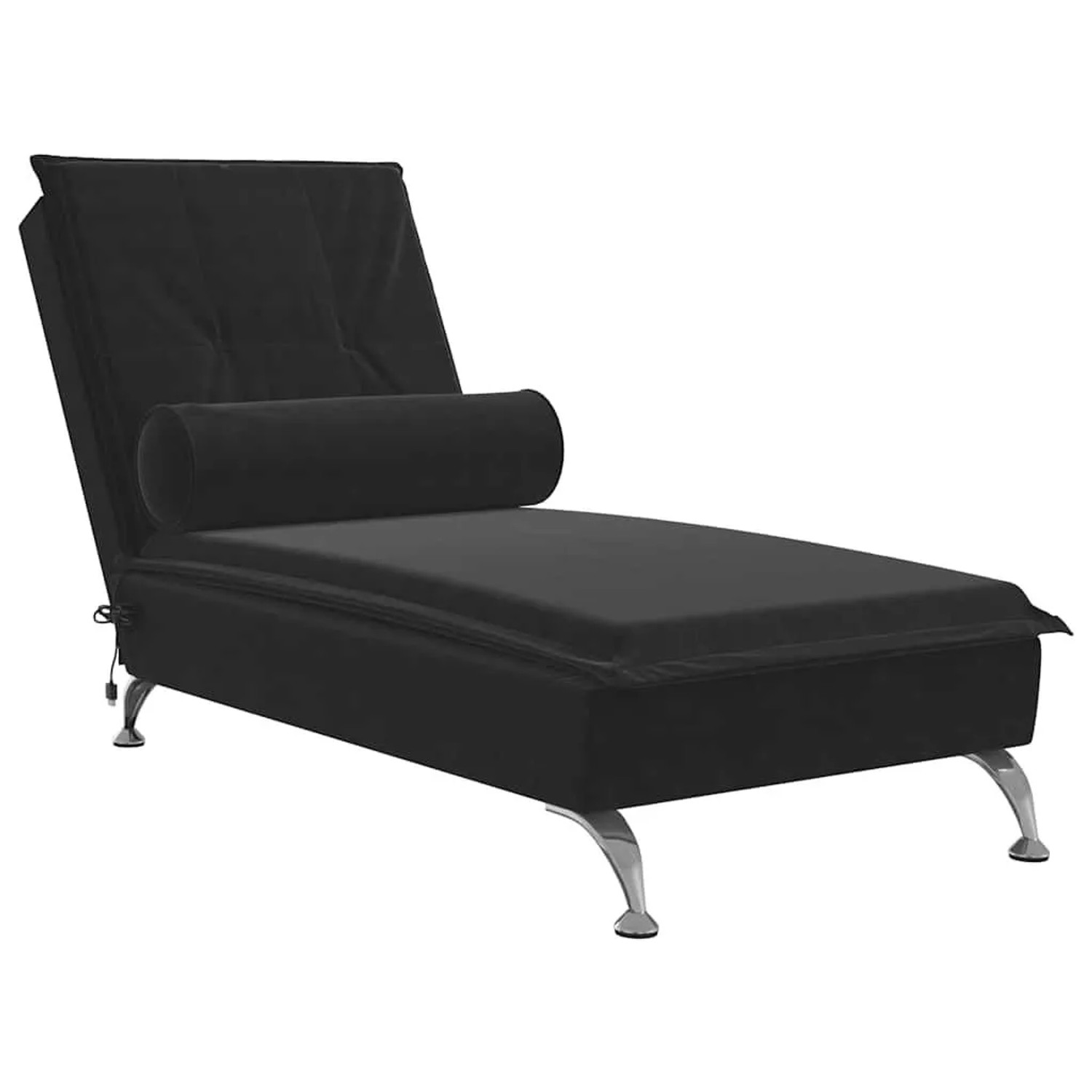 vidaXL Massage-Chaiselongue mit Nackenrolle Schwarz Samt 379455