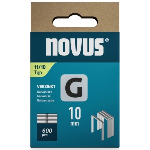 Novus Flachdrahtklammern G 11, 10 mm, 600 Stück, verzinkt für Tacker Zubehör.