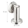 Magnetischer Türstopper aus Edelstahl, silberfarben, zur Wand- oder Bodenmontage.