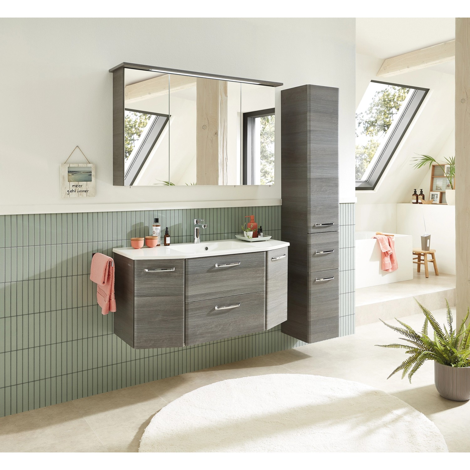 Pelipal Bad-Hochschrank Quickset 328 Graphit, 30 cm breit, im Badezimmer