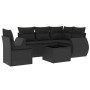 Schwarze 6-tlg. vidaXL Garten-Sofagarnitur aus Poly Rattan mit Kissen.