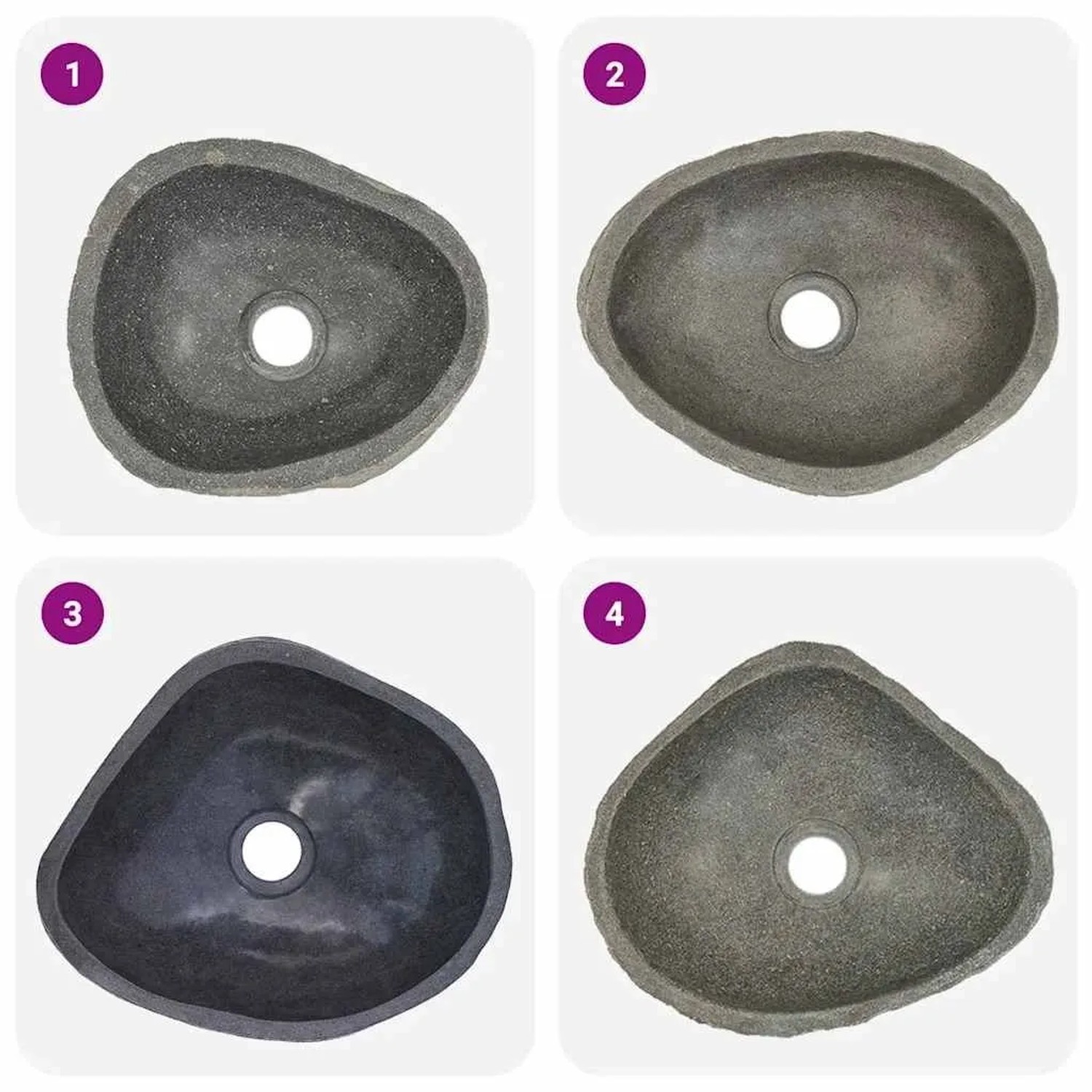 DELUKE Naturstein Waschbecken Oval Flussstein Aufsatzwaschbecken Waschschale Waschtisch Handwaschbecken Oval 29-38cm_5