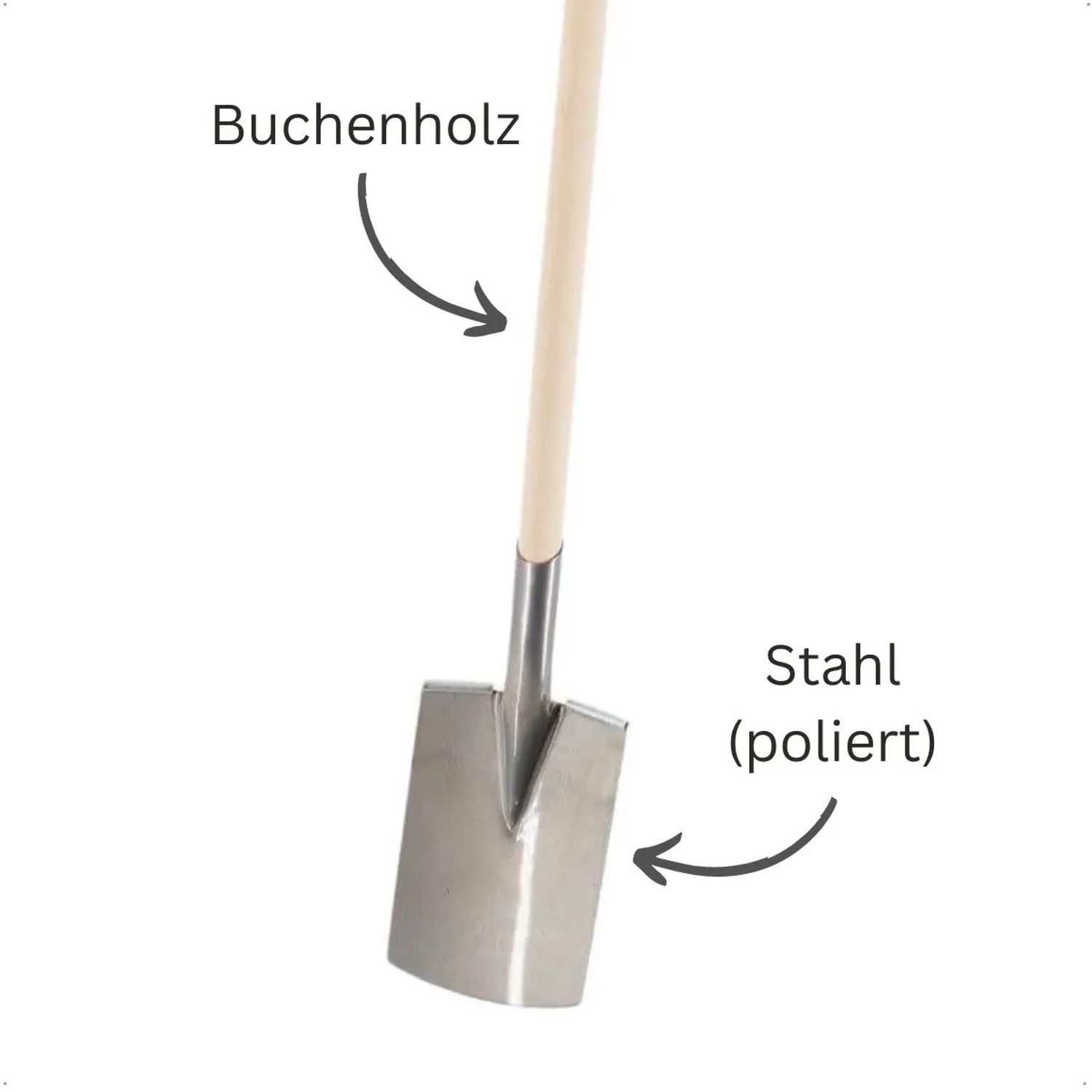 Galaflor Damenspaten: polierte Stahlklinge und heller Buchenholzstiel. Ideal für Umgraben und Verpflanzen im Garten.