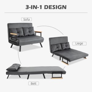 HOMCOM Schlafsofa mit Bettfunktion Rückenkissen 102B x 73T x 81H cm
