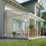 Palram Canopia Seitenwand 3 m, weiße Terrassenüberdachung mit transparenter Polycarbonatplatte.