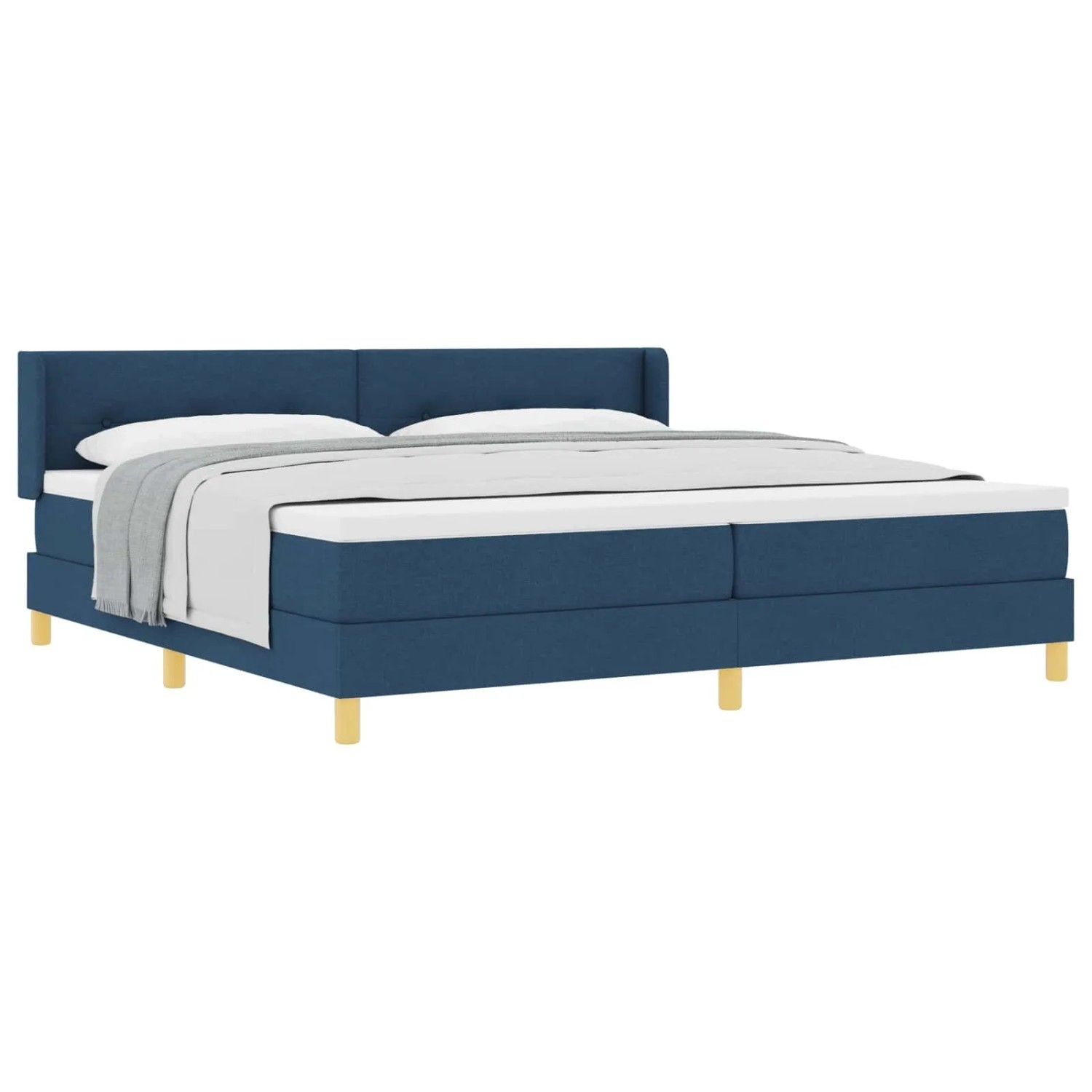 vidaXL Boxspringbett mit Matratze mit Kopfteil Blau 200 x 200 cm Stoff 3341320