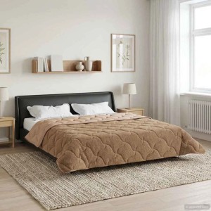 vidaXL Winterbettdecke Taupe 220 x 260 cm Mikrofaser und Teddy-Fleece 42026359